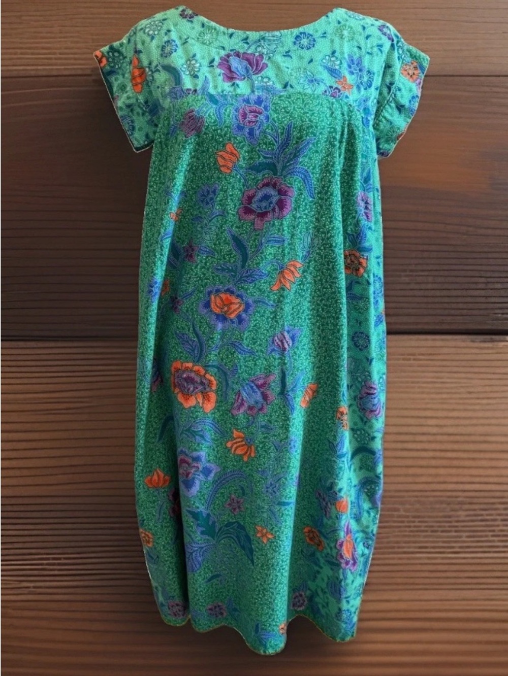 Vintage Botanical Paisley Dress Short Sleeve Midi Length NO Tags Size Large